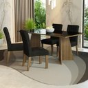 Ver imagem 1 de Conjunto Sala de Jantar Mesa Tampo de Vidro 4 Cadeiras Rustic/preto/oxford Harper Madesa