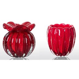 Cachepot De Decoração Em Murano Vermelho Intenso Nino M - 3