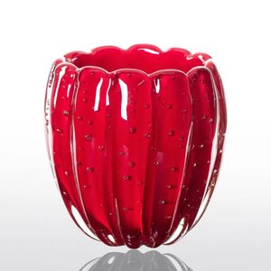 Cachepot De Decoração Em Murano Vermelho Intenso Nino M