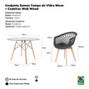 Ver mais imagens de Kit Mesa Eames Vidro 90cm + 4 Cadeiras Web Wood Seat&co