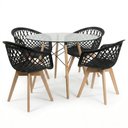 Ver imagem 6 de Kit Mesa Eames Vidro 90cm + 4 Cadeiras Web Wood Seat&co