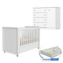 Ver imagem 1 de Berço Tutto New e Cômoda Infantil Mississipi Branco Fosco com Colchão Gazin - Matic