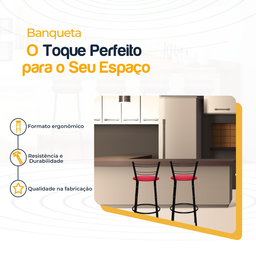 Kit 2 Banquetas para Balcão Bancada Cozinha Bistrô Ilhas Gourmet Bares Banco Flórida Preta - 3