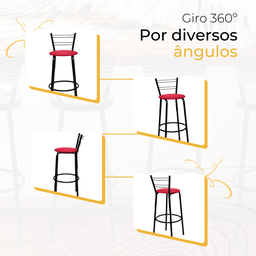 Kit 2 Banquetas para Balcão Bancada Cozinha Bistrô Ilhas Gourmet Bares Banco Flórida Preta - 5