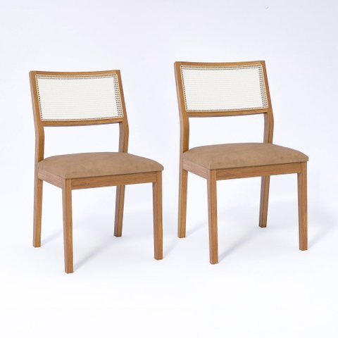 Kit 2 Cadeiras Siena C/ Tela Corino Caramelo