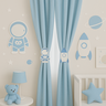 Prendedor de Cortina Infantil Espacial - Astronauta e Foguete - Kit com 2 Unidades:azul - 5