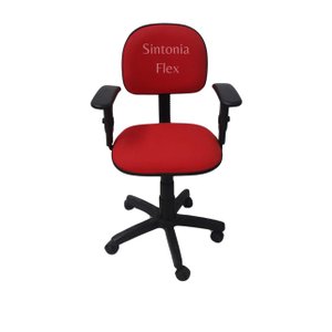 Cadeira Secretaria com Regulagem de Altura a Gás e Braço Regulagem Tecido Vermelho