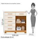 Ver imagem 4 de Cômoda Xangai 6 Gavetas e 2 Portas Carvalho Grife/Off White - Albatroz