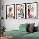 Ver imagem 1 de Kit 3 Quadros Grandes Old Flowres 60x48cm:moldura Preta