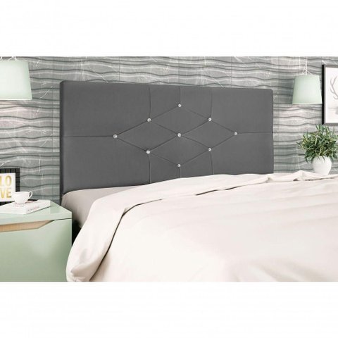 Cabeceira Casal Queen Camboriú para Cama Box 158cm Madeira Maciça Cinza Jbe Móveis