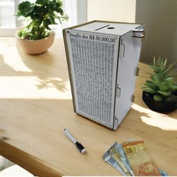 Cofre Desafio 50 Mil Guardar Junte Dinheiro Woodbox Torre Br - 3