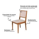 Ver imagem 3 de Cadeira de Jantar Estofada Suellen em Madeira e Mdf Cerejeira Linho Bege