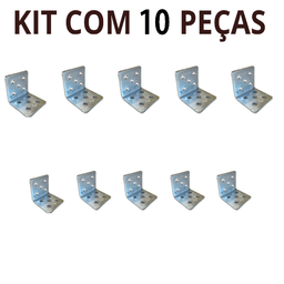 Placa De Junção União De Madeira Aço  DOBRADA 40x40 Mm Kit 10 P. - 1