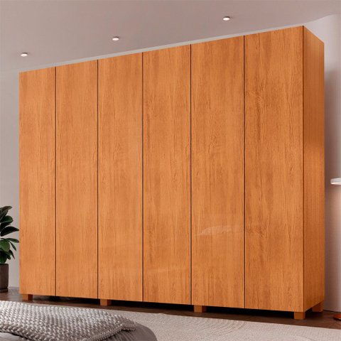 Guarda Roupa Casal Coliseu 100 Mdf 6 Portas e 6 Gavetas com Pés Moderna Mobília