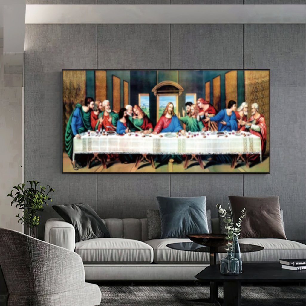 Quadro Santa Ceia Original Leonardo da Vinci:170x85 cm/BORDA INFINITA - 1