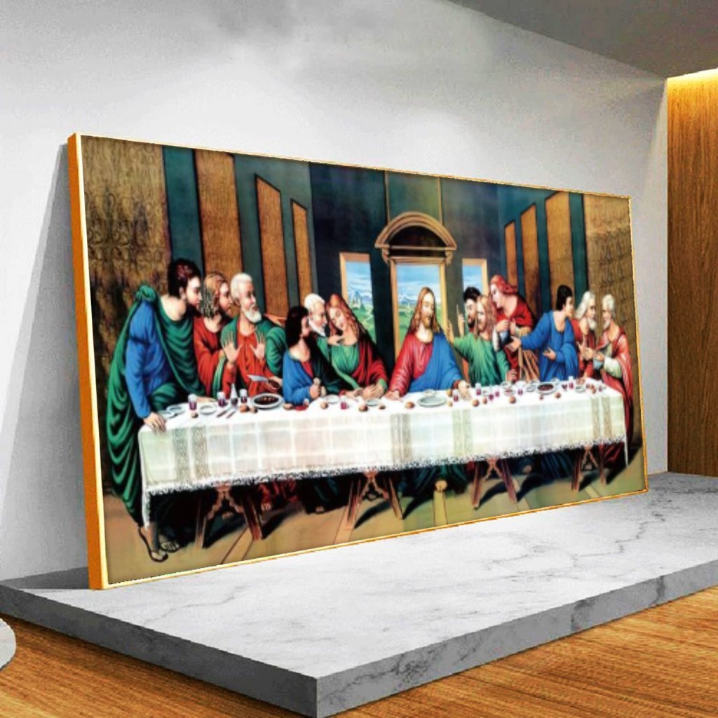 Quadro Santa Ceia Original Leonardo da Vinci:170x85 cm/BORDA INFINITA - 3