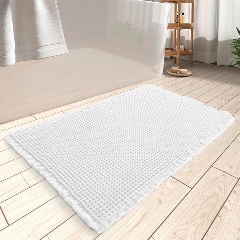Tapete Antiderrapante Banheiro Waffle Branco 0,40x0,60m