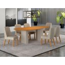 Ver imagem 1 de Conjunto jantar 6 cadeiras maciça 2x1 Iza - Arbo Design  off white linho palha