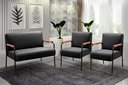 Ver imagem 2 de Kit Namoradeira + 2 Poltronas Jade Braços Metal Decoração Recepção Sala - Veludo Preto
