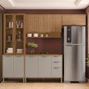 Ver imagem 6 de Cozinha Compacta Modulada 4 Peças 270cm 10 Portas e 2 Gavetas Colors Marrom Freijó/Cinza Niquel