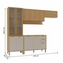 Ver imagem 3 de Cozinha Compacta Modulada 4 Peças 270cm 10 Portas e 2 Gavetas Colors Marrom Freijó/Cinza Niquel