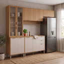 Ver imagem 1 de Cozinha Compacta Modulada 4 Peças 270cm 10 Portas e 2 Gavetas Colors Marrom Freijó/Cinza Niquel