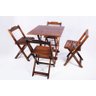 Conjunto Mesa de Madeira Dobrável com 4 Cadeiras - Imbuia - 1