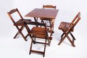 Ver imagem 1 de Conjunto Mesa de Madeira Dobrável com 4 Cadeiras - Imbuia