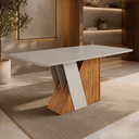 Ver imagem 2 de Mesa de Jantar 6 Lugares Retangular Tampo de MDF Xangai Cobre/Blonde - Casa Giulia