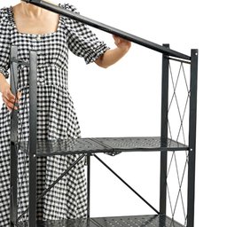 Estante Rack D Aço Dobrável Preta C 3 Prateleiras e Rodízios - 3