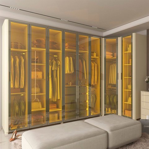 Guarda-Roupa Modulado Reflecta Innova 8 Portas 339,2cm x 240cm Mod 001 100% MDF Bege/Off White