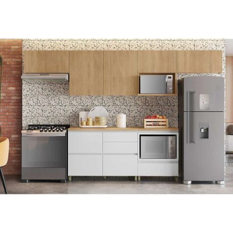 Cozinha Modulada Completa Rainha 6 Peças (4aéreos+2balcões) C6p88 Nature/branco - Nesher