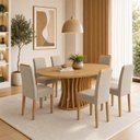 Ver imagem 1 de Conjunto Sala de Jantar 6 Lugares Tampo MDF 180x90cm Mesa Orgânica Arthus e Cadeiras Lyra