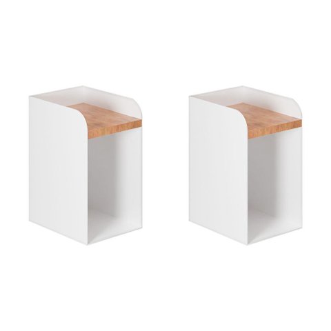 Kit 2 Mesas de Cabeceira Suspensas Branca em Aço Linha Home Padrão Morphi Design 20cm - Cor: