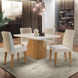 Conjunto Sala de Jantar Mesa 4 Cadeiras Carolina Espresso Móveis - 1