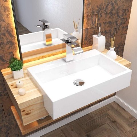 Cuba de Semi Encaixe para Banheiro Xrt550 Retangular Compace