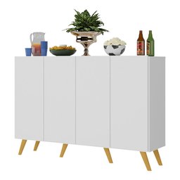 Aparador Buffet 4 Portas Retrô Alemanha Multimóveis BR3556 Branco/Natural - 3