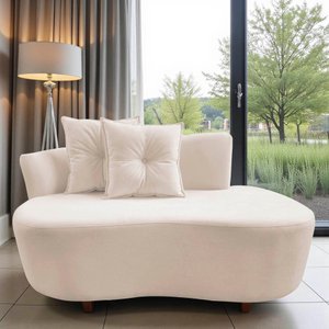 Namoradeira Sofá Feijão Suria Orgânica Suede Marfim