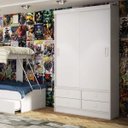 Ver imagem 5 de Quarto Infantil Completo com Guarda-Roupa 2 Portas, Cômoda e Cama Valentina Espresso Móveis Branco