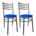 Ver imagem 1 de Kit Conjunto 2 Cadeiras para Cozinha Mesa Jantar Bar Lanchonete Restaurante Preta Estofado Azul