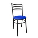 Ver imagem 2 de Kit Conjunto 2 Cadeiras para Cozinha Mesa Jantar Bar Lanchonete Restaurante Preta Estofado Azul