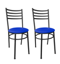 Ver imagem 1 de Conjunto 2 Cadeiras Cozinha de Metal Preto e Assento Estofado Azul