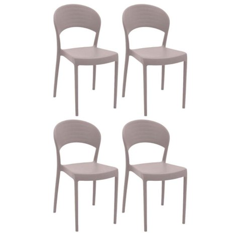 Jogo 4 Cadeiras Plástica Tramontina Camurça Cozinha Elegante Summa Sissi Eco