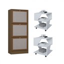 Ver imagem 2 de Kit Sapateira Spin Tropical 3 Portas e 2 Mesas de Cabeceira/centro Poquema