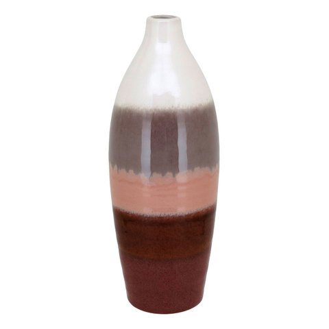 Vaso Decorativo Enfeite Casa Cerâmica 38x13x13cm Marrom