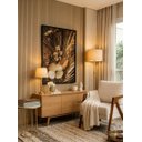 Ver imagem 1 de Quadro Decorativo Moderno Natureza Flores e Folhas Secas Moldura Preta e Vidro 118x78cm