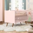 Ver imagem 3 de Conjunto Infantil Quasar Berço Mini Cama e Guarda-roupa 3 Portas 2 Gavetas Rosa Qmovi