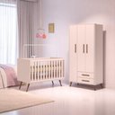 Ver imagem 2 de Conjunto Infantil Quasar Berço Mini Cama e Guarda-roupa 3 Portas 2 Gavetas Rosa Qmovi