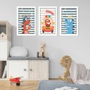 Ver imagem 4 de Kit Quadros Infantil Dino Kids 20X30 3 peças Arte na Arte Safari Aquarela Moldura Branca