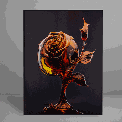 Quadro Decorativo Flower Rose Crystal Relevo